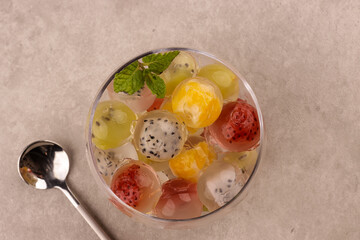 Fruits Jelly Balls Asian Dessert.