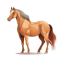 Horse on a white background. Clipart. Generative AI.