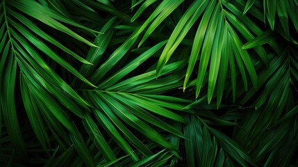 coconut leaves , abstract green dark texture, nature background, tropical leaf