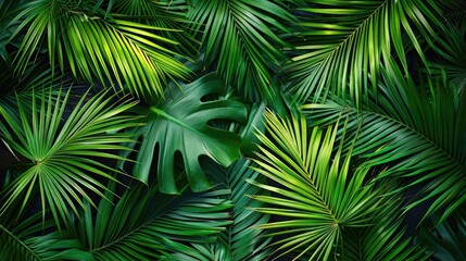 coconut leaves , abstract green dark texture, nature background, tropical leaf