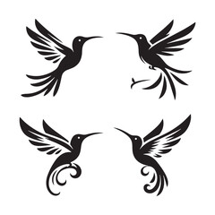 Minimalist Flight: Vector Hummingbird Silhouette - Capturing the Grace and Elegance of Nature's Tiny Aviator. Minimalist vector, hummingbird illustration.