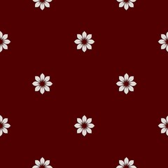 Red white texture with a regular seamless flowers as a background..Graphic design with a simple pattern.