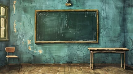 School classroom with blackboard