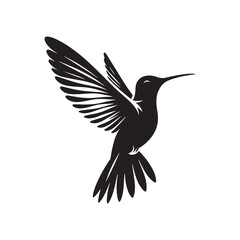 Minimalist Flight: Vector Hummingbird Silhouette - Capturing the Grace and Elegance of Nature's Tiny Aviator. Minimalist vector, hummingbird illustration.