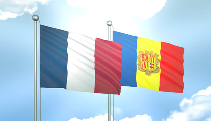 France and Andorra Flag Together A Concept of Realations