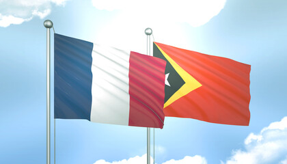 France and East Timor Leste Flag Together A Concept of Realations