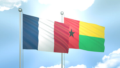 France and Guinea Bissau Flag Together A Concept of Realations