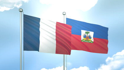 France and Haiti Flag Together A Concept of Realations