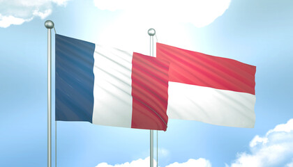 France and Indonesia Flag Together A Concept of Realations