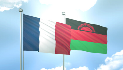 France and Malawi Flag Together A Concept of Realations