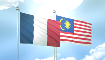 France and Malaysia Flag Together A Concept of Realations