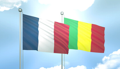 France and Mali Flag Together A Concept of Realations