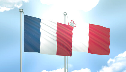 France and Malta Flag Together A Concept of Realations