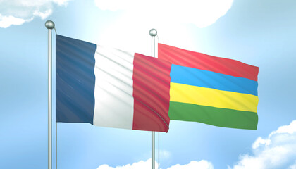 France and Mauritius Flag Together A Concept of Realations