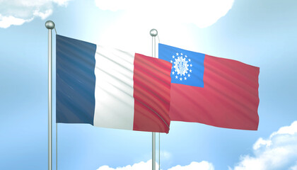 France and Myanmar Flag Together A Concept of Realations