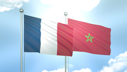 France and Morocco Flag Together A Concept of Realations