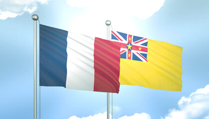France and Niue Flag Together A Concept of Realations