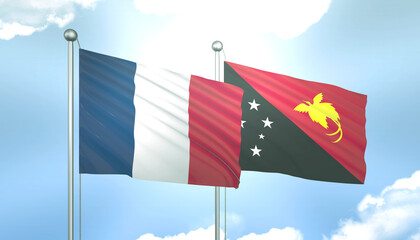 France and Papua New Guinea Flag Together A Concept of Realations