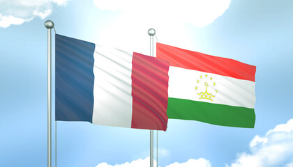 France and Tajikistan Flag Together A Concept of Realations