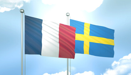 France and Sweden Flag Together A Concept of Realations