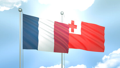 France and Tonga Flag Together A Concept of Realations