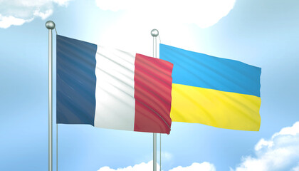 France and Ukraine Flag Together A Concept of Realations