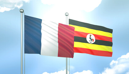 France and Uganda Flag Together A Concept of Realations