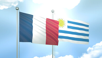 France and Uruguay Flag Together A Concept of Realations