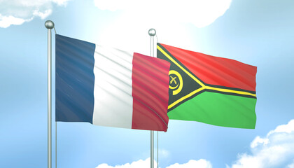 France and Vanuatu Flag Together A Concept of Realations
