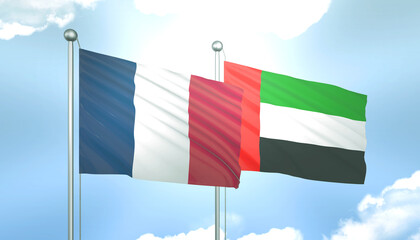 France and UAE Flag Together A Concept of Realations
