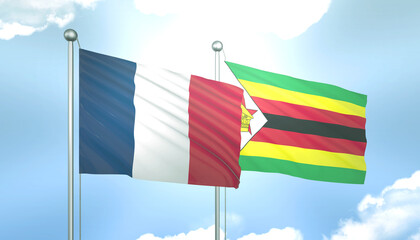 France and Zimbabwe Flag Together A Concept of Realations