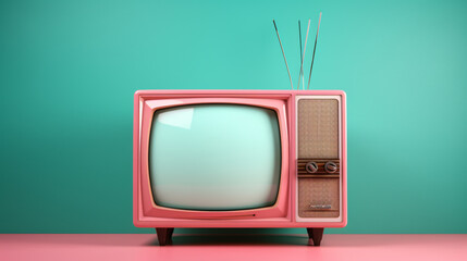 Retro Television Set Vintage Television Set with Rabbi