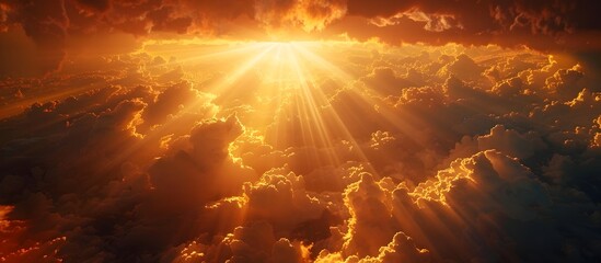 Golden Sunrays Illuminating Heavenly Clouds Divine Presence and Spiritual Illumination