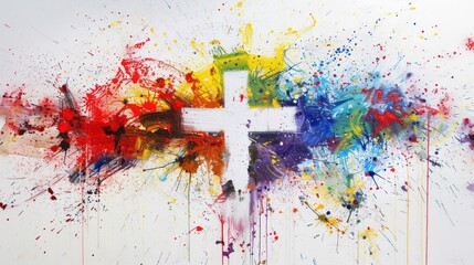 Cross in Graffiti Background Style