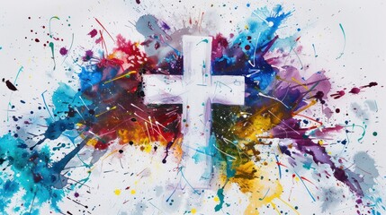 Cross in Graffiti Background Style