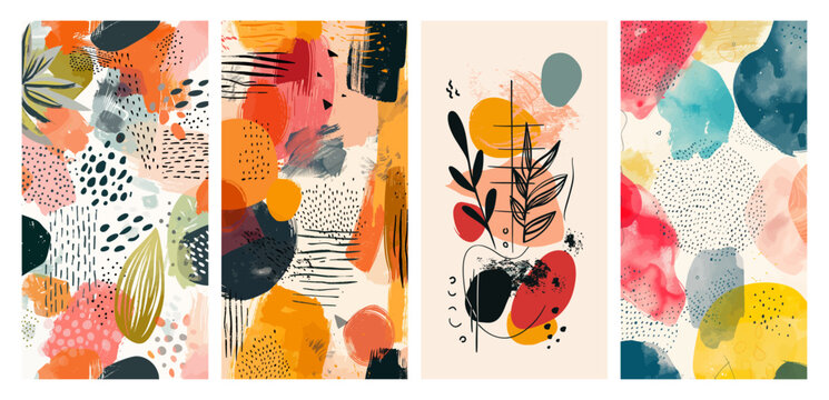 Abstract colorful art forms with modern textures