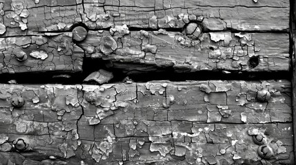  a black and white photo of a piece of wood that has been stripped and has been chipped with paint. - obrazy, fototapety, plakaty