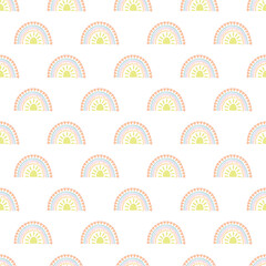 Fototapeta premium Seamless pattern with rainbow doodle for decorative print, wrapping paper, greeting cards, wallpaper and fabric