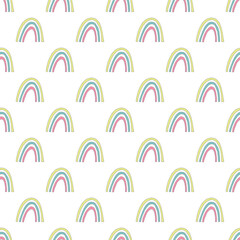 Fototapeta premium Seamless pattern with rainbow doodle for decorative print, wrapping paper, greeting cards, wallpaper and fabric