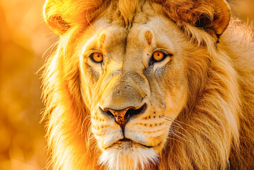 Naklejka premium Portrait of Lion Panthera leo, World Wildlife Day, March