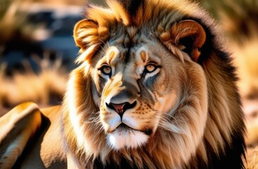 Fototapeta premium Сlose up image of a lion