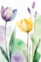 Art background with transparent x-ray flowers. Wallpaper with tulips flowers art.