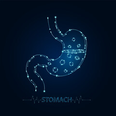 Stomach human in electronic form glowing between information connecting lines. Medical science of technology digital hi tech. Futuristic digital circuit board innovative health care. Vector EPS10.