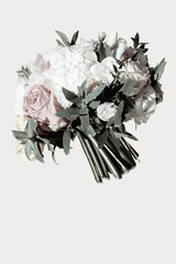 bouquet of flowers rose white black pastel isolated