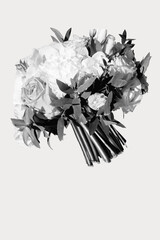 bouquet of flowers rose white black isolated