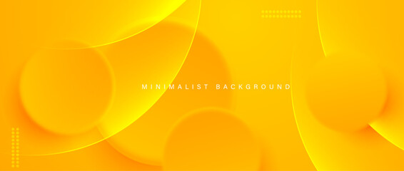 Abstract minimalist yellow background with circular elements vector.	
