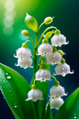 Spring macro of lily of the valley flowers blossoms. - 754316134