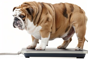 Dog food focusing on weight management helping overweight dogs achieve a healthier lifestyle with balance - obrazy, fototapety, plakaty