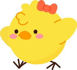 Cute yellow chick vector. Happy Easter Day illustration for clipart, sticker.