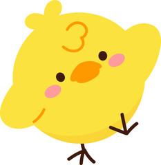 Cute yellow chick vector. Happy Easter Day illustration for clipart, sticker.